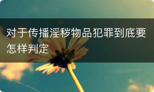 对于传播淫秽物品犯罪到底要怎样判定
