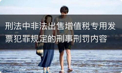 刑法中非法出售增值税专用发票犯罪规定的刑事刑罚内容