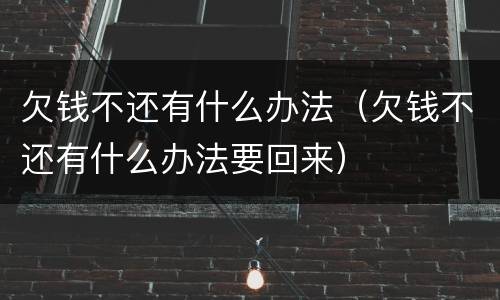 欠钱不还有什么办法（欠钱不还有什么办法要回来）
