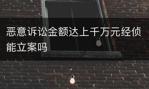 恶意诉讼金额达上千万元经侦能立案吗