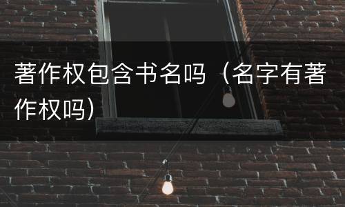著作权包含书名吗（名字有著作权吗）