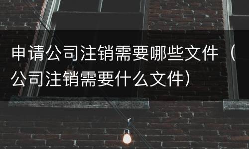 申请公司注销需要哪些文件（公司注销需要什么文件）