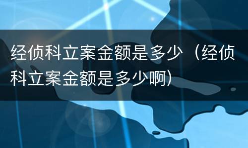经侦科立案金额是多少（经侦科立案金额是多少啊）
