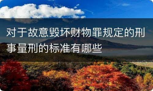 对于故意毁坏财物罪规定的刑事量刑的标准有哪些