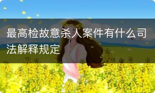 最高检故意杀人案件有什么司法解释规定