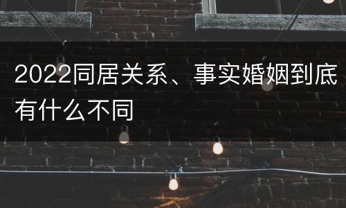 2022同居关系、事实婚姻到底有什么不同