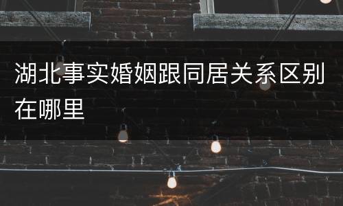 湖北事实婚姻跟同居关系区别在哪里