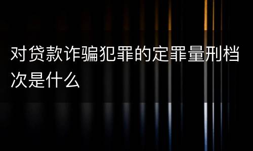 对贷款诈骗犯罪的定罪量刑档次是什么