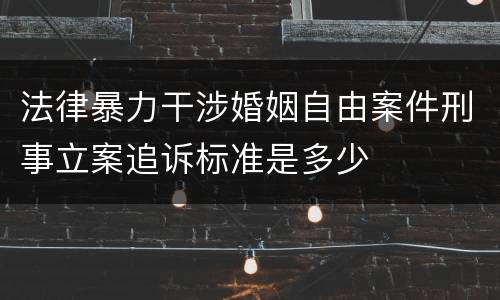 法律暴力干涉婚姻自由案件刑事立案追诉标准是多少