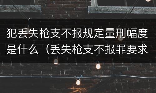 犯丢失枪支不报规定量刑幅度是什么（丢失枪支不报罪要求造成了严重后果的才构成犯罪）