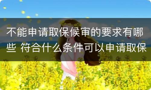 不能申请取保候审的要求有哪些 符合什么条件可以申请取保候审