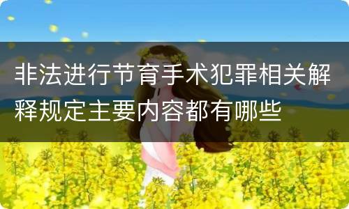 非法进行节育手术犯罪相关解释规定主要内容都有哪些
