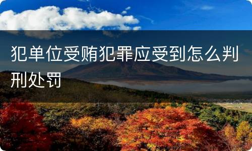 犯单位受贿犯罪应受到怎么判刑处罚