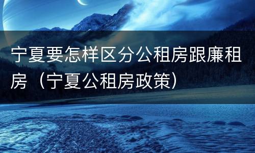 宁夏要怎样区分公租房跟廉租房（宁夏公租房政策）