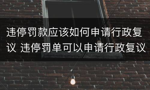 违停罚款应该如何申请行政复议 违停罚单可以申请行政复议吗