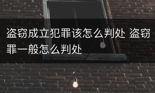 盗窃成立犯罪该怎么判处 盗窃罪一般怎么判处