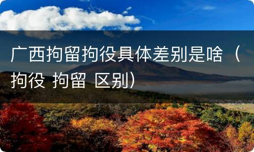广西拘留拘役具体差别是啥（拘役 拘留 区别）