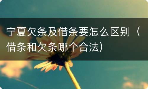 宁夏欠条及借条要怎么区别（借条和欠条哪个合法）