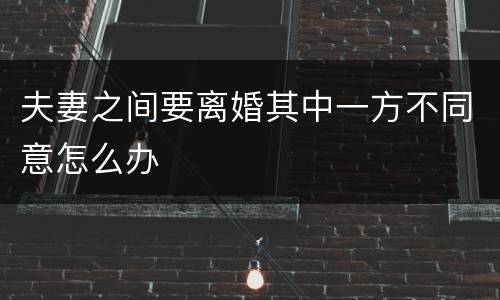 夫妻之间要离婚其中一方不同意怎么办