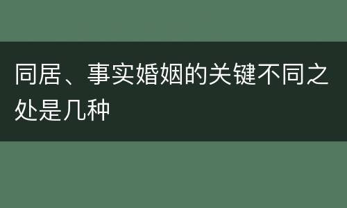 同居、事实婚姻的关键不同之处是几种