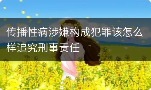 传播性病涉嫌构成犯罪该怎么样追究刑事责任