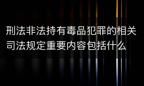 刑法非法持有毒品犯罪的相关司法规定重要内容包括什么