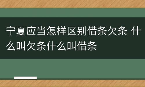 宁夏应当怎样区别借条欠条 什么叫欠条什么叫借条
