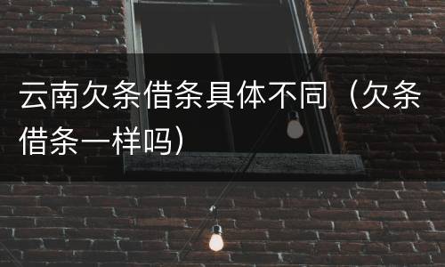 云南欠条借条具体不同（欠条借条一样吗）