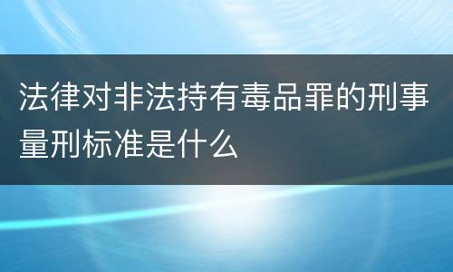 法律对非法持有毒品罪的刑事量刑标准是什么