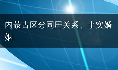 内蒙古区分同居关系、事实婚姻