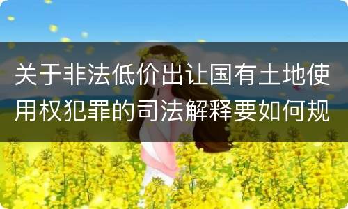 关于非法低价出让国有土地使用权犯罪的司法解释要如何规定