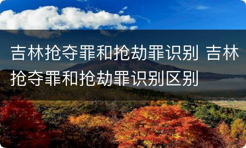 吉林抢夺罪和抢劫罪识别 吉林抢夺罪和抢劫罪识别区别