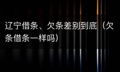 辽宁借条、欠条差别到底（欠条借条一样吗）