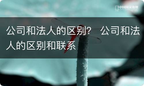 公司和法人的区别？ 公司和法人的区别和联系