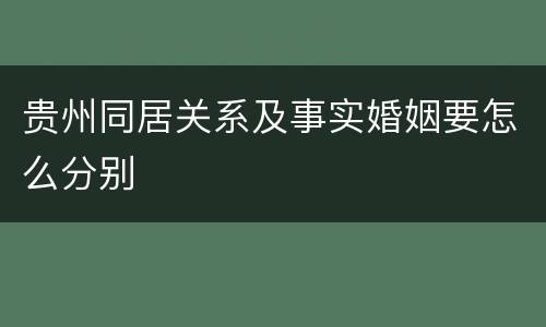 贵州同居关系及事实婚姻要怎么分别
