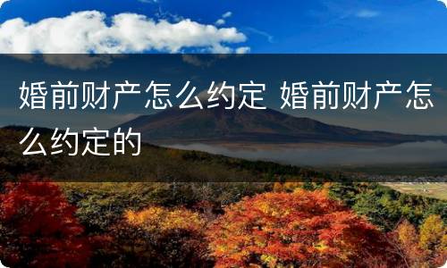 婚前财产怎么约定 婚前财产怎么约定的