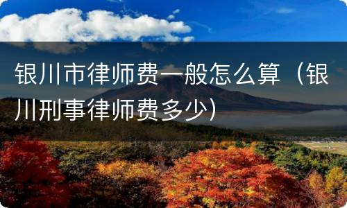 银川市律师费一般怎么算（银川刑事律师费多少）
