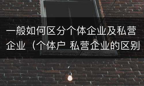 一般如何区分个体企业及私营企业（个体户 私营企业的区别）