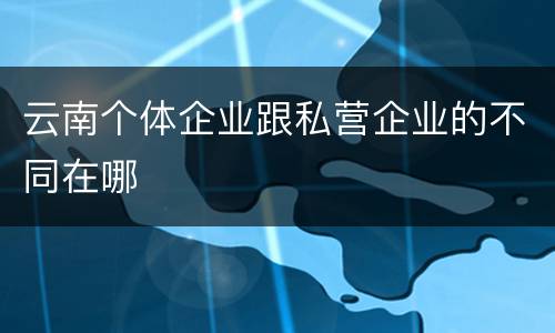 云南个体企业跟私营企业的不同在哪