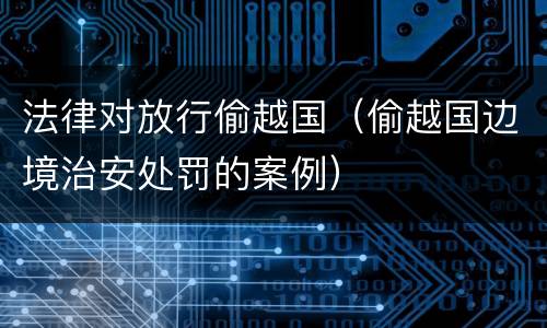 法律对放行偷越国（偷越国边境治安处罚的案例）