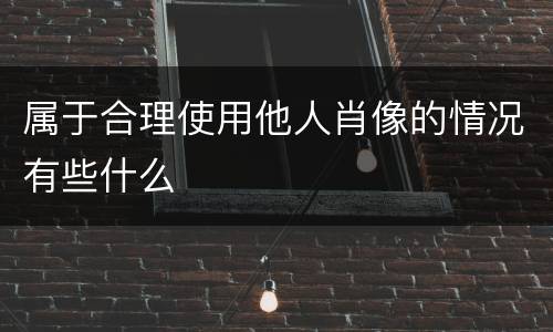 属于合理使用他人肖像的情况有些什么