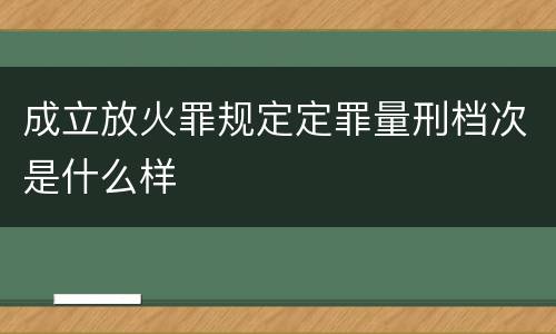 成立放火罪规定定罪量刑档次是什么样