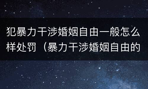 犯暴力干涉婚姻自由一般怎么样处罚（暴力干涉婚姻自由的结果加重犯）
