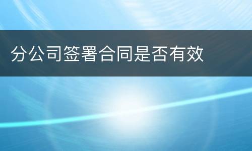分公司签署合同是否有效