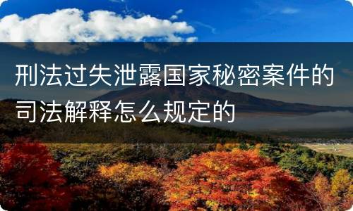 刑法过失泄露国家秘密案件的司法解释怎么规定的