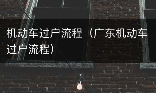 机动车过户流程（广东机动车过户流程）