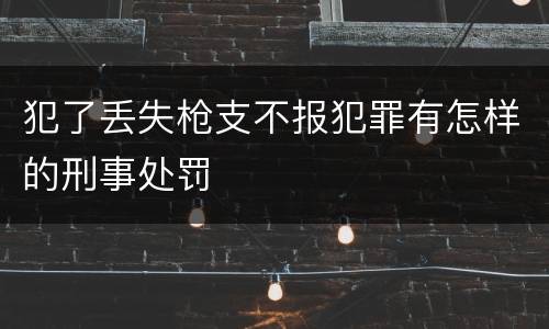 犯了丢失枪支不报犯罪有怎样的刑事处罚