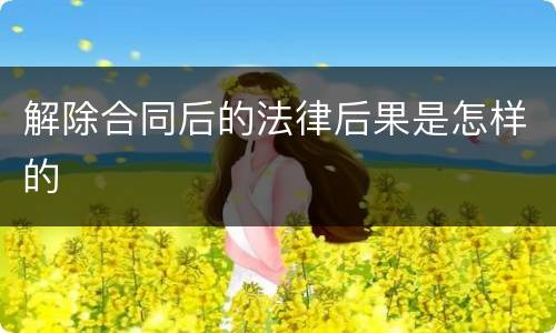 解除合同后的法律后果是怎样的