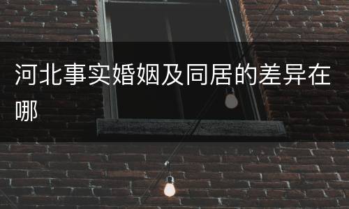 河北事实婚姻及同居的差异在哪