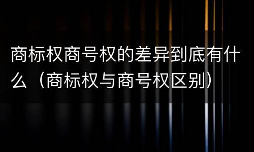 商标权商号权的差异到底有什么（商标权与商号权区别）